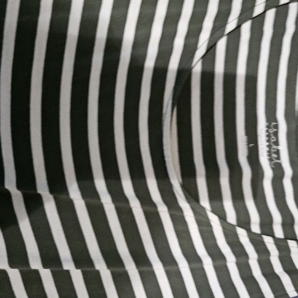 Isabel maternity olive green white striped sleeveless top large - Picture 2 of 2